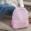 25 Stück / Menge Rosa große Seersucker-Schultaschen GA-Lager 8 Farben Baumwolle Streifen Klassischer Rucksack Weiche Mädchen personalisierte Rucksäcke Junge DOMIL106031