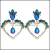 Dangle & Chandelier Earrings Jewelry Heart-Shaped Mticolor Crystal Metal Drop High Quality Glass Rhinestone For Women Wedding Delivery 2021