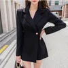 Официальные офисные дамские комбинезоны отворотный костюм дизайн Playsuits осень с коротким рукавом женщин ленточные шорты Rompe 210603