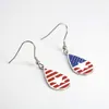 Rir Oval Star and Striped American Flag Earrings Red White and Blue Earrings July 4 Stars and Stripes Earrings Flag Jewelry Q0709