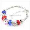 Charm Bracelets Jewelry Factory Outlet Brand Bracelet Arrival Wholesale Diy Patriotic Style Star Beads Heart Shaped Usa American Flag Drop D