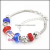 Charm Armbänder Schmuck Factory Outlet Marke Armband Ankunft Großhandel DIY Patriotischer Stil Stern Perlen Herzförmige USA Amerikanische Flagge Drop D