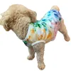 Gilet de luxe teint par cravate pour chien, imprimé de vieilles fleurs, t-shirts pour animaux de compagnie, vêtements de printemps et d'été pour petits chiens, chat, chiot
