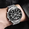 Lige мужские часы мода черный спортивный хронограф роскошный бренд из нержавеющей стали дата водонепроницаемый кварцевый часы мужчины relogio masculino 210527