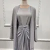 Etnik Giyim Kadın Moda Müslüman Setleri 3 Parça Eşleştirme Kıyafet Kolsuz Elbise Wrap Etek Batwing Kimono Açık Abaya Dubai Arap Türkiye Au