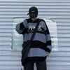 Women's sweater stripe letter casual tops harajuku pullover autumn drop vintage punk Hip hop streetwear Korean clothing 211217