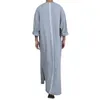 Islamic Arabic Kaftan Men Jubba Thobe Cotton Solid Long Sleeve Hooded Robes Dubai Middle East Men Muslim Clothes Abaya Homme 210527