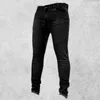 Men039S Jeans 2022 Mens Pants High midja blixtlås Stretch Multi Pockets Men Black Denim Mid Rise Stretchy Skinny Streetwear5184761