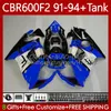 Bodywork +Tank For HONDA CBR600F2 600CC 600FS 91-94 Body 63No.157 Black blue CBR 600 600F2 CBR600 F2 FS CC 1991 1992 1993 1994 CBR600FS CBR600-F2 91 92 93 94 Fairing Kit