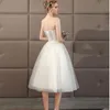Partykleider Weißes Heimkehr-Tüll-Patchwork Elegantes rückenfreies Hochzeitskleid Rückkehr nach Hause Abschlussball 2022