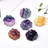 30 sztuk Naturalna Rainbow Fluoryt Kwarcowy Kryształ Nine Tail Fox Wisiorek Ręcznie Rzeźbione Healing Kolorowe Gemstone Ochrona Amulet Charm Wiertą Wiertą Do Naszyjnik Dokonywanie