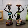 Statue Sculpture Bougeoir Figurines Africaines 8.5 " Bougeoir Pour Salle À Manger Décoration Bureau Accessoires Décor Minimaliste 210811