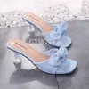 Talltor 2021 Summer Square Toe Women Fashion Thin High Heel Ladies Mules Elegant Female Outside Slides Sandal Shoes 34-40