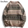 Una Reta Geometry Herrtröja Höst Vinter Hip Hop Sweater Män StreetWear Print Pullover Toppar Harajuku Par Sweater 211221