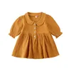 Flickans klänningar 2022 Baby Cute Spring Autumn Clothing Född spädbarn Girl Girl Party Floral Long Sleeve Dress Solid Clothes 0-4T