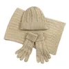 Mode 3 stück gestrickte hut handschuh sets für frauen winter warme wolle twend cap baube feste stirnband strick schal neujahrsgeschenk