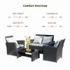 Furniture Patio 4pcs 4PCs en osier Rattin Canapé A16 A00