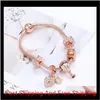 2020 nuevo estilo Pandora pulsera con dijes para mujer, pulsera con cuentas de moda, brazalete chapado en oro rosa, colgantes Diy, pulseras, joyería para niñas U4Tnf F82Ty