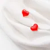 925 Sterling Silver Red Sweet Hearts Stud Earrings for Girl And Kids Fashion Jewelry Bijoux Korean Accessories Design 210707