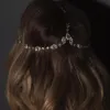 Crystal Forehead Headband Wedding Bridal Headpiece for Women Rhinestone Waterdrop Head Chain Headwear Hair Jewelry