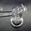 Narghilè in vetro Bong Perc Narghilè spesso e pesante Fondo tondo con angolo regolabile Bruciatore a olio Ciotola Tappo di ventilazione Strumento per fumare di alta qualità Dab Rig Gorgogliatore per pipa ad acqua