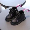 Laarzen 2021 meisjes lederen jongens schoenen lente herfst pu kinderen mode peuter kinderen lange staart E09201