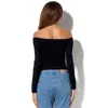 Top con spalle scoperte T-shirt in cotone a maniche lunghe T-shirt casual slim fit femminile T-shirt sexy nera 220307