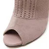 NIUFUNI Women Boots High Heels Fashion Peep Toe Knit Sock Ankle Booties Spring Autumn Shoes Woman Sexy Thin Heeled Lady Boots Y1209