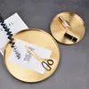 decoration Round Gold Stainless Steel Storage Tray Diameter 12.5cm 20cm 30cm For Cosmetic Jewelry Box