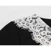 ローブフェムメレースブラックサマードレス2021 Vカラー半袖レトロな女性50代60スヴィンテージドレスロカバビリーパーティードレススイングY1204