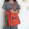 Shopping Bags Hylhexyr Women Canvas Letters Handbag Reusable Grocery Washable Foldable Shoulder Bag for Travel 220307
