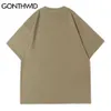 Gonthwid Tshirts Streetwear 캐주얼 고딕 펑크 바위 만화 악마 프린트 짧은 소매 티셔츠 코튼 힙합 ​​하라주쿠 티셔츠 탑 210707