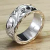 Fashion Silver Color Embossed Floral Flower Branch Leaves Pattern Finger Ring for Women Party Wedding Engagement Jewelry G1125