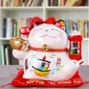 4/6 inch keramische maneki neko piggy bank creatieve huisdecoratie porselein ornamenten zakelijke geschenken gelukkige ambachten kat 210924