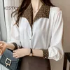 Damskie Bluzki Koszulki Kobiety Drukowane Mody Panie Biurowe Work Wear Yellow White Topy Femme Blusas Turn-Down Collar Blusa Mujer 2021