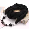 Primavera Autunno Fantasia Collana con ciondolo con perline Anello Sciarpa Donna Sciarpa di chiffon Hijab con pendente Foulard Femme Accessori Sciarpa Y1108