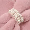 Perles décorer doux en peluche foulard femmes hiver épaissir couleur Pure extérieur cou plus chaud écharpe châles filles accessoires