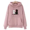 Streetwear Hoodies 여성 스웨터 가을 겨울 긴 소매 하라주쿠 귀여운 고양이 프린트 스웨터 캐주얼 풀오버 Sudadera Mujer