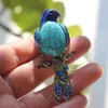 Pins, broches farlena vintage sieraden pins natuurlijke opaal semi-edelstenen badges emaille vogel voor vrouwen accessoires