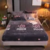 Velvet elastisk monterad plåt Hemsäng Sheet Winter Warm Flannel Cartoon Madrass Cover Double Queen King Size Bedspread grossist 210626