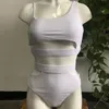 Kvinnors badkläder Bikini Vit bandage Slim Body Curve Women Swimsuit Push Up Biquinis Plus Size Print Bading Suit Beach Wear