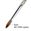 Glitter Handvat Nail Art Brush 100% Nylon Manicure Acrylic Nails Round Arts Borstels 7 Maten DIY Tools