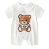 Designer bébé barboteuses coton bébé fille garçon vêtements mignon ours lettre impression nouveau-né infantile combinaisons pyjamas