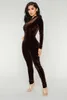 Women's Jumpsuits & Rompers Solid Color Skinny Casual Front Zipper Full Sleeve Women Jumpsuit Autumn Winter Bodycon Outfit Catsuit YDN338