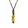 Bracelets porte-bonheur 1 ensemble de perles de pierre d'obsidienne noire Bracelet collier richesse bonne chance bijoux cadeau pour l'année d'anniversaire