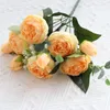 30cm 장미 핑크 실크 모란 인공 꽃 꽃다발 5 큰 머리 가짜 꽃 홈 웨딩 장식 RRB13104