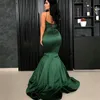 Vestidos Verdes Espaguete Sereia Vestidos de Noite Varredura Trem Cetim Formal Vestidos de Festa de Prom Plus Size Robe de Soiree