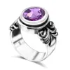 Violet Améthyste Anneaux Pour Femmes 925 Argent Unique Vintage Anneau 6ct Big Gem Pierre Forme Ovale Élégant Femme Bijoux Handmde Chaude