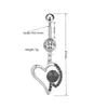 14g Zircon Heart Belly Knapp Ring Dangle Skull Navel Piercing Smycken Rostfritt Stål Barbell För Kvinnor