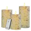 3 Pcs LED Electronic Candles Imitation White Birch Candle Lamps with Flameless Prayer Candle Lamp Glass Tea Light Romantic Home H1222 H12